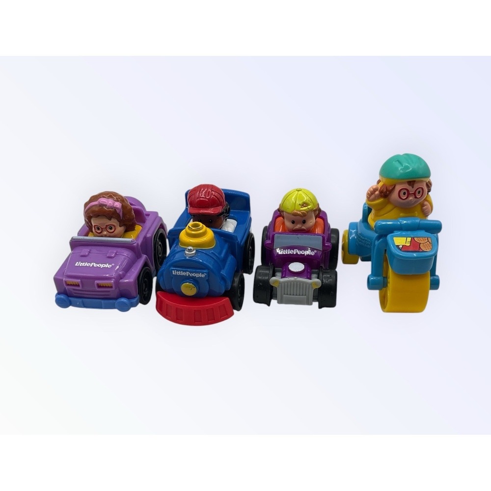 Fisher Price Little People Wheelies Car Bundle Lot Of 4 Used Toys